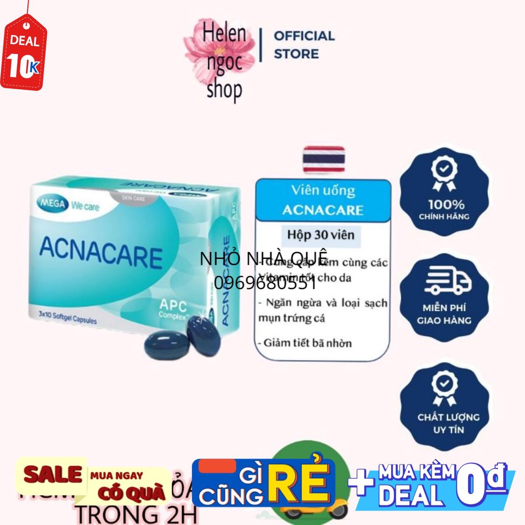 Viên uống hỗ trợ giảm tiết bã nhờn và ngăn ngừa mụn ACNACARE hộp 30 viên nang mềm #nhonhaque #tdf