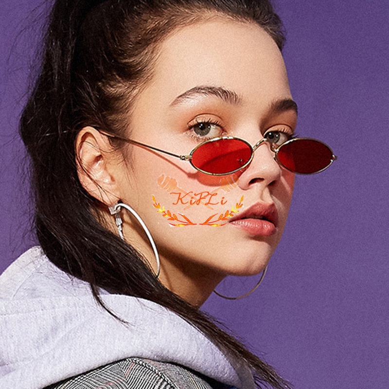 Kính mát gọng kim loại tròng nhỏ phong cách cổ điển thời trang dành cho nữ