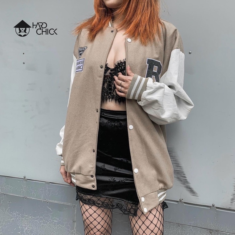 Áo bomber dạ chữ R