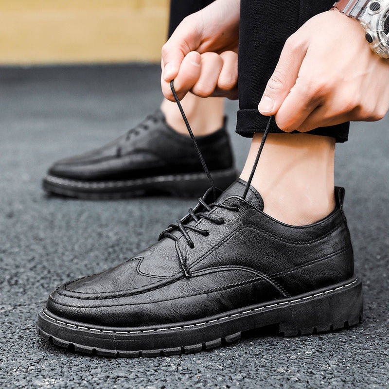 Giày da màu đen không thấm nước chống trượt và chống mùi phong cách công sở kiểu Hàn Quốc thường ngày cho nam đầu bếp