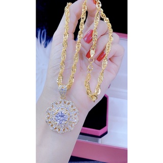 Dây chuyền nữ mạ vàng 18 và mặt dây hoa đính đá