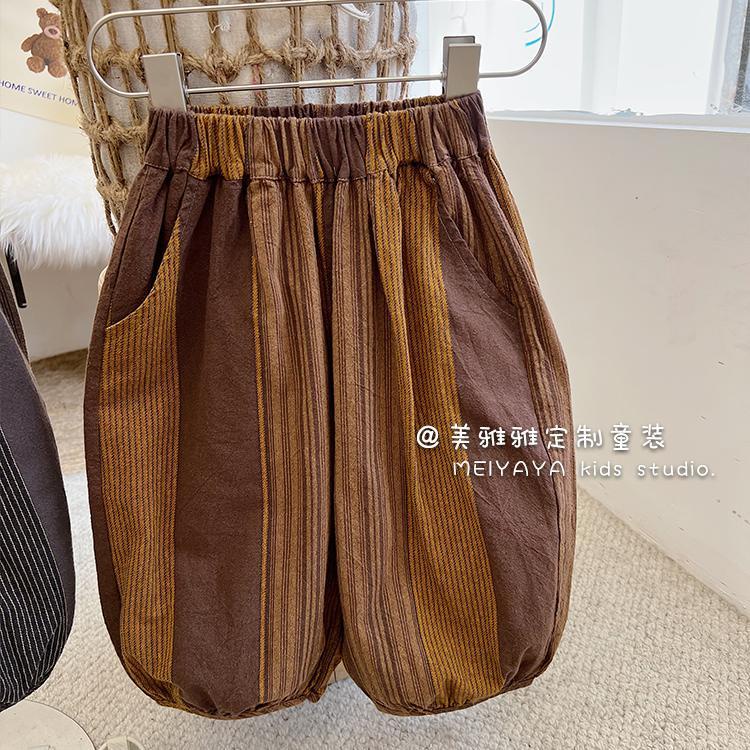Quần Lửng Cotton Lanh Kẻ Sọc Màu Sắc Phong Cách Nhật Hàn Thời Trang Mùa Hè Cho Bé 2022