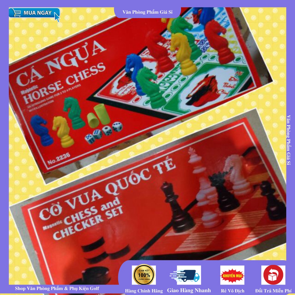 Bộ Trò Chơi CỜ VUA,CÁ NGỰA Nam Châm (KT bàn 27x27cm)