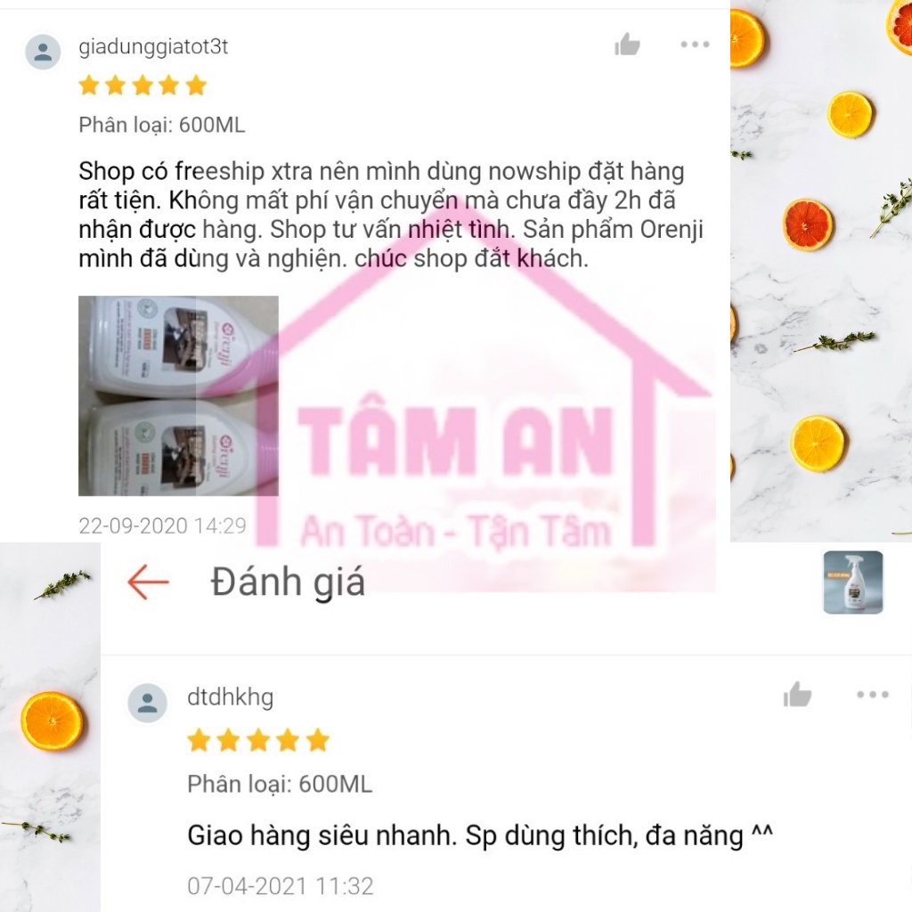 NƯỚC LAU BẾP AN TOÀN KHÔNG HÓA CHẤT TINH DẦU CAM ORENJI - SẠCH DẦU MỠ - THƠM LỪNG HƯƠNG CAM