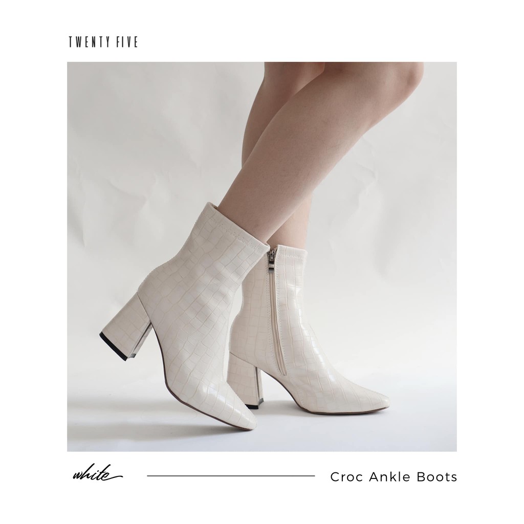 [Mã SKAMLTSM9 giảm 10% đơn 99K] Giày bốt giả da cá xấu - Croc Ankle Boots Twentyfive Studio