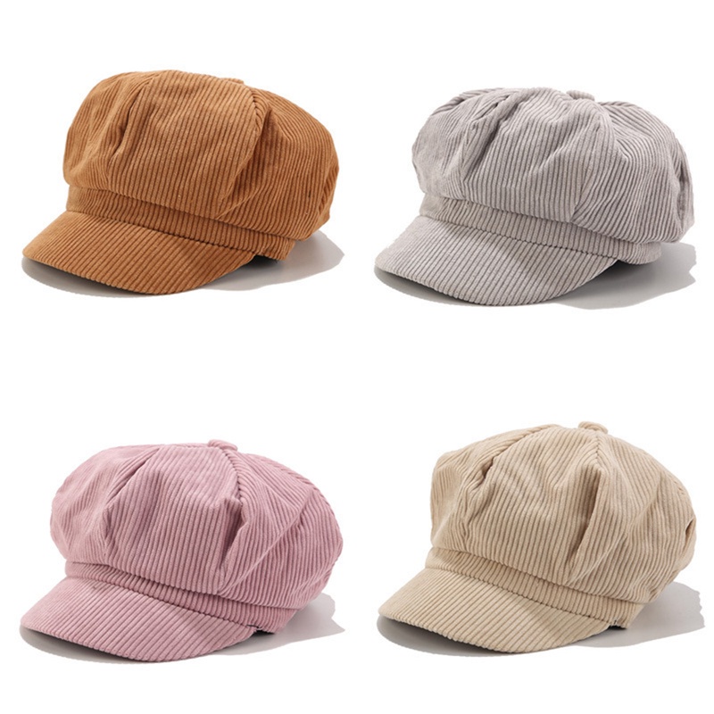 Mũ beret vải nhung kẻ phong cách Anh Quốc retro thời trang dành cho nữ