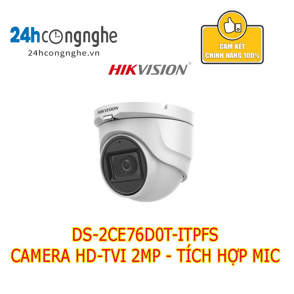 Camera HD-TVI DS-2CE76D0T-ITPFS( vỏ nhựa) 2Mpx Tích Hợp Mic