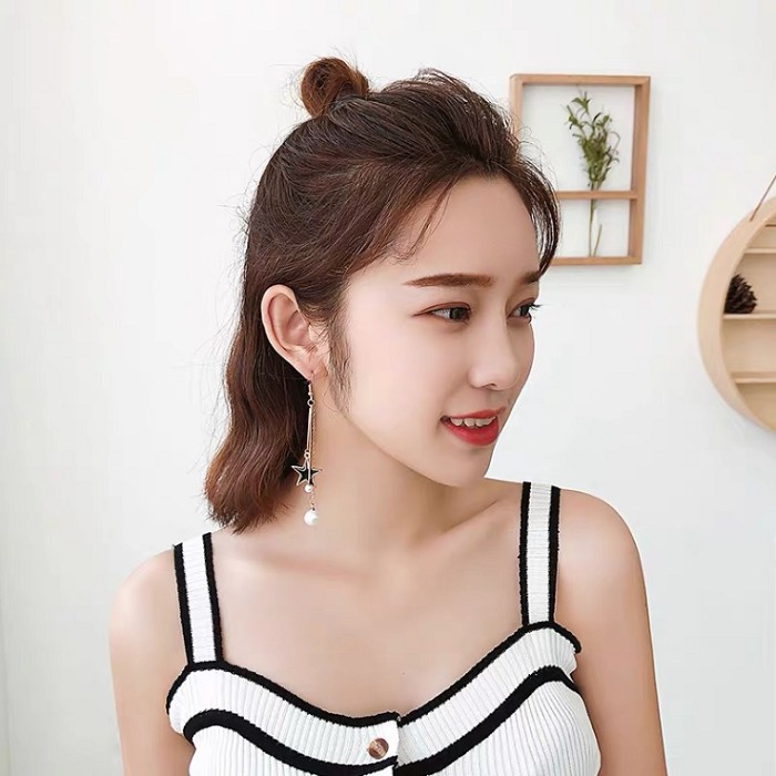 Khuyên tai nữ dáng dài Hàn Quốc hình ngôi sao trẻ trung cá tính phụ kiện thời trang giá rẻ