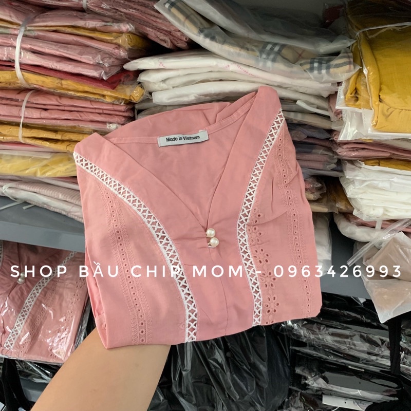 Áo Bầu Babydoll Hoạ Tiết Thêu Xinh Xắn, Chất Liệu Mềm Mát Mẹ Mặc Dễ Chịu, Thoải Mái - AH01