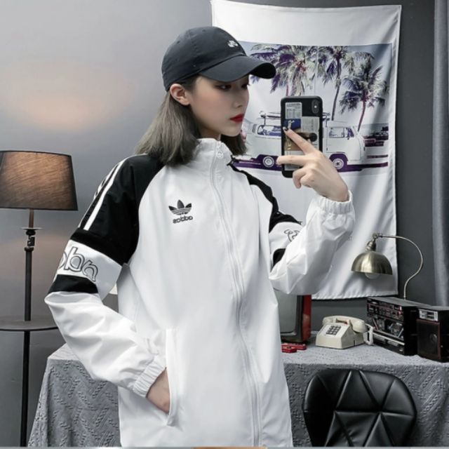 Áo khoác dù nữ in adidas siêu cá tính, unisex form rộng, ulzang, áo đôi_áo khoác size lớn