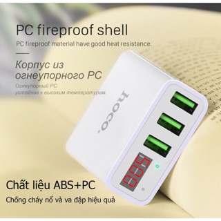 Cóc Sạc 3 cổng USB chính hãng Hoco C15