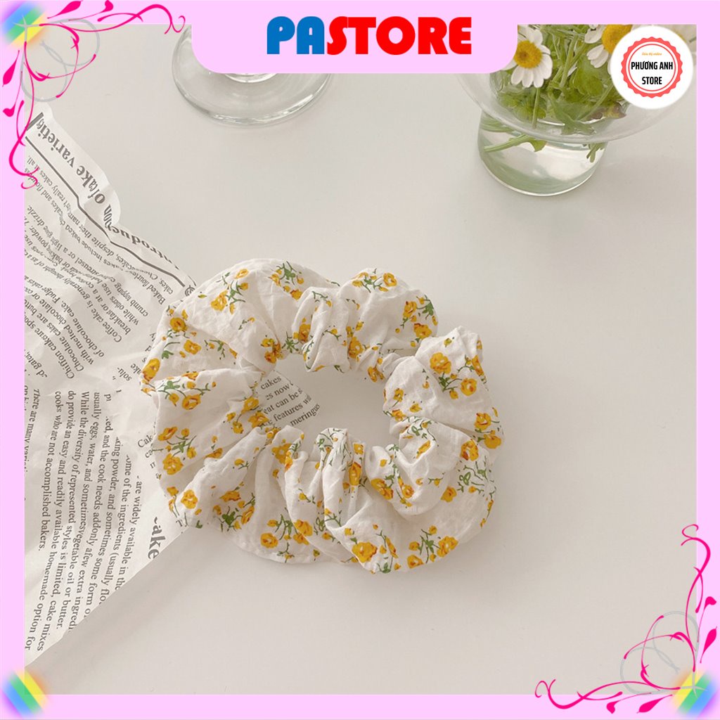 Cột Tóc Vải Scrunchies Họa Tiết Caro Vintage Hàn Quốc Dễ Thương Dành Cho Nữ PASTORE