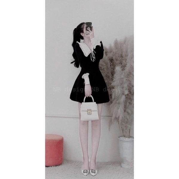 VÁY CỔ BÈO PHỐI MÀU THẮT NƠ | BigBuy360 - bigbuy360.vn