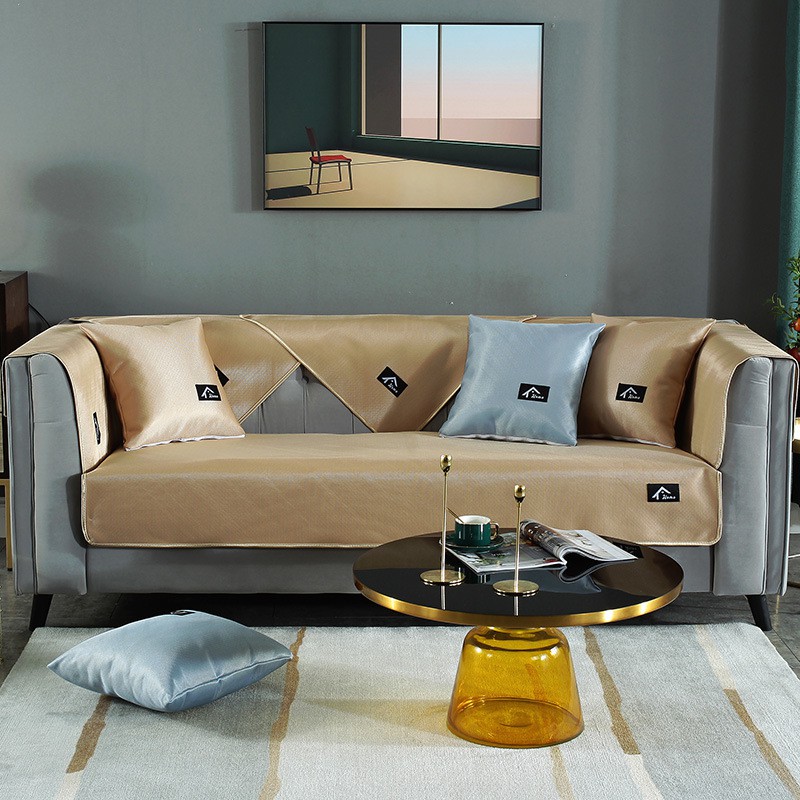 Bọc ghế sofa thiết kế đơn giản vải lụa dễ dàng giặt sạch phù hợp mùa hè