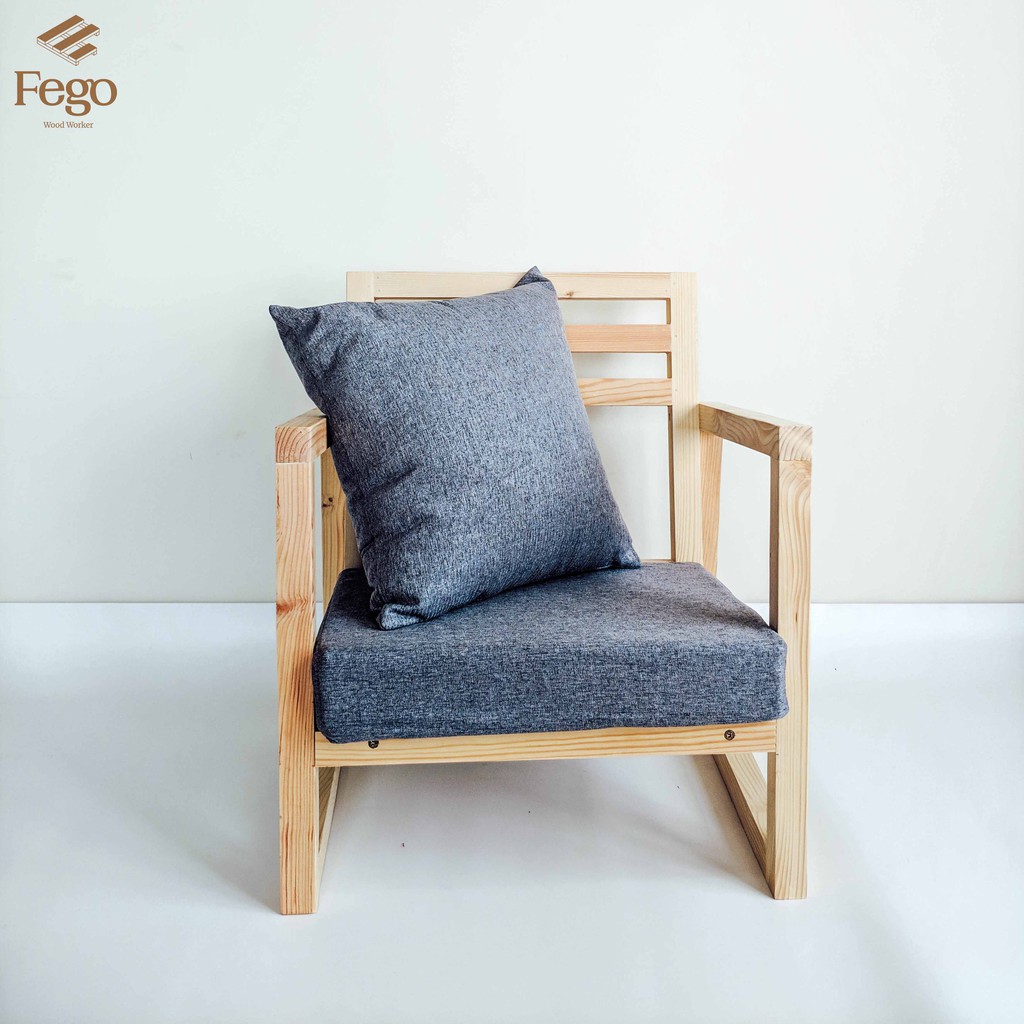 Ghế sofa đơn FEGO - Ghế ngồi thư giãn 2 tay tựa - Nội thất gỗ thông tự nhiên decor trang trí nhà cửa