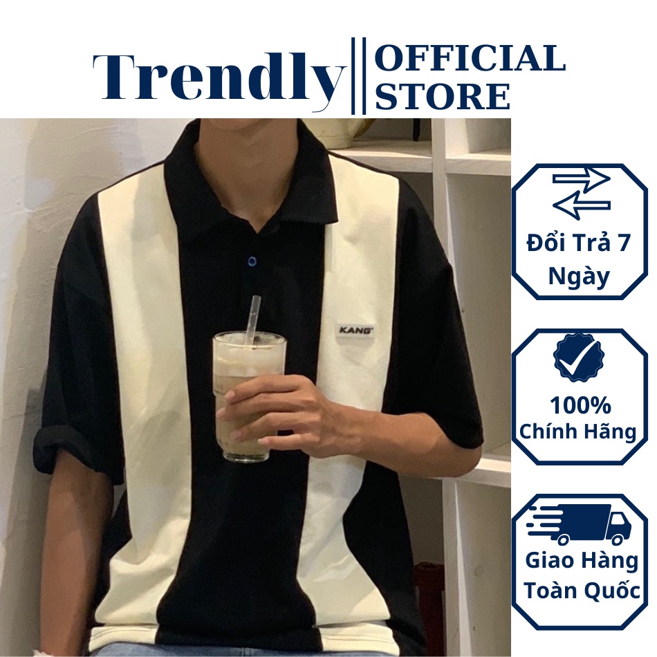 Áo Polo Đẹp Nữ Nam Sọc Đen Trắng Form Rộng Có Cổ Áo Thun Form Rộng Có Cổ Nam Nữ Sọc Đen Trắng Giá Rẻ Mặc Đẹp