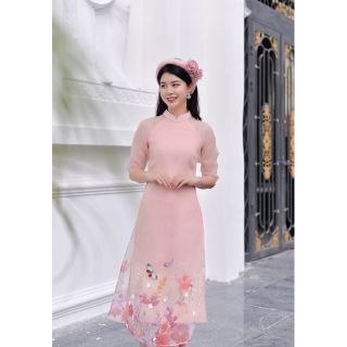 áo dài cách tân kèm quần hoạ tiết organ siêu hot MS324