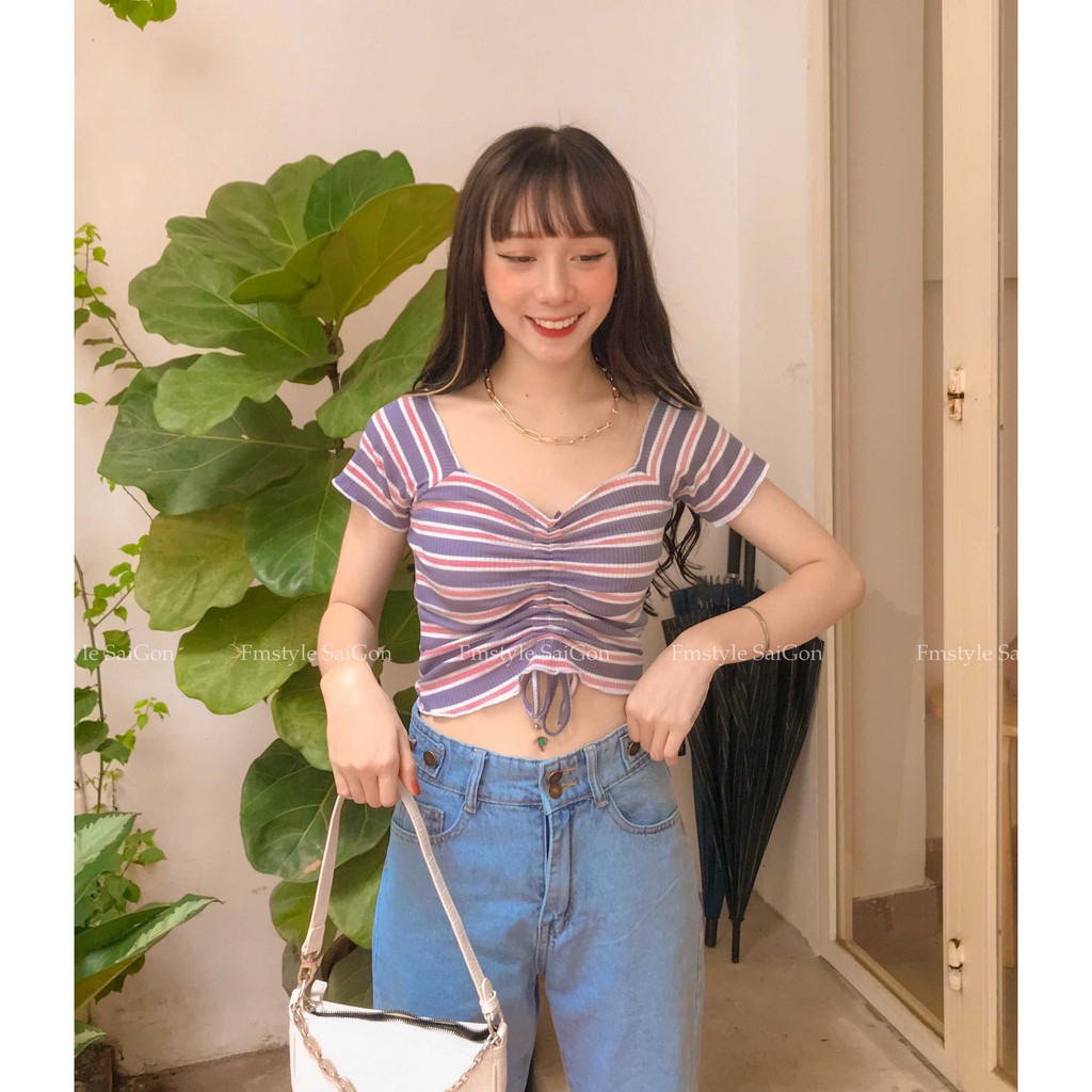 Áo thun tay ngắn VM STYLE rút dây cuốn biên 21TU12T370702 | BigBuy360 - bigbuy360.vn