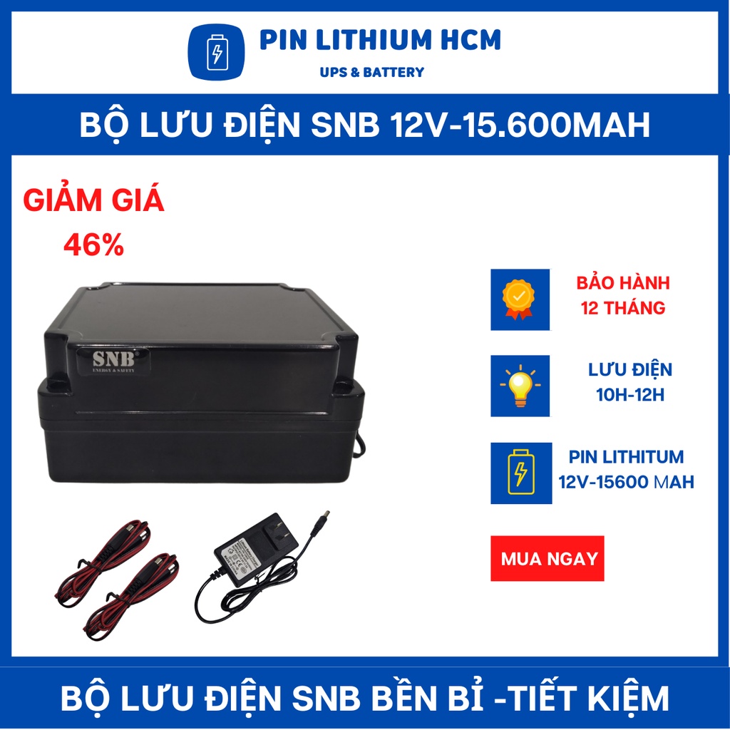 UPS 12V dung lượng 15600mAh, lưu điện camera, wifi, bảo hành 12 tháng