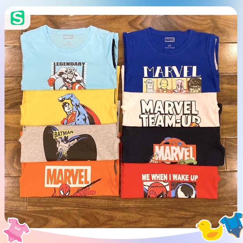 Bộ ngắn Mác vồ hình siêu nhân, batman, spider man cho bé trai 1-7T