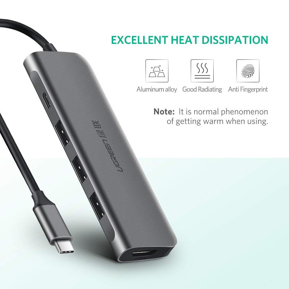 Cáp Chuyển USB Type C Sang HDMI + USB 3.0*3+PD Ugreen (50209)