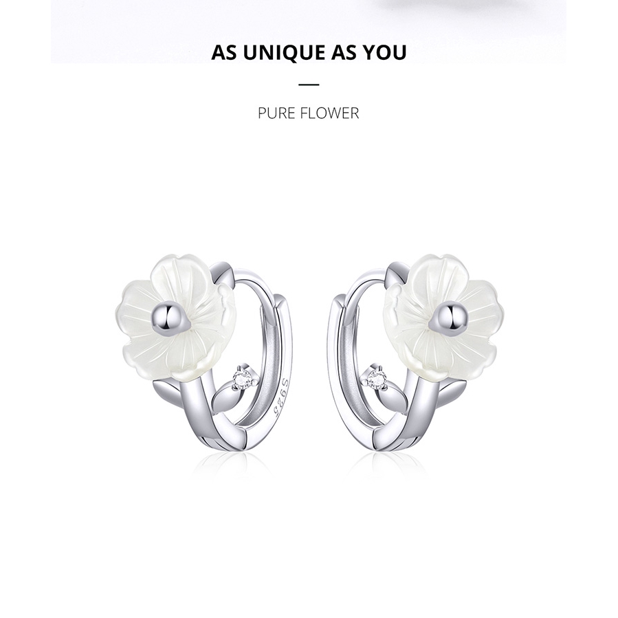 Hoa tai Bamoer Bse321 chất liệu bạc 925 họa tiết hoa tinh tế cho nữ