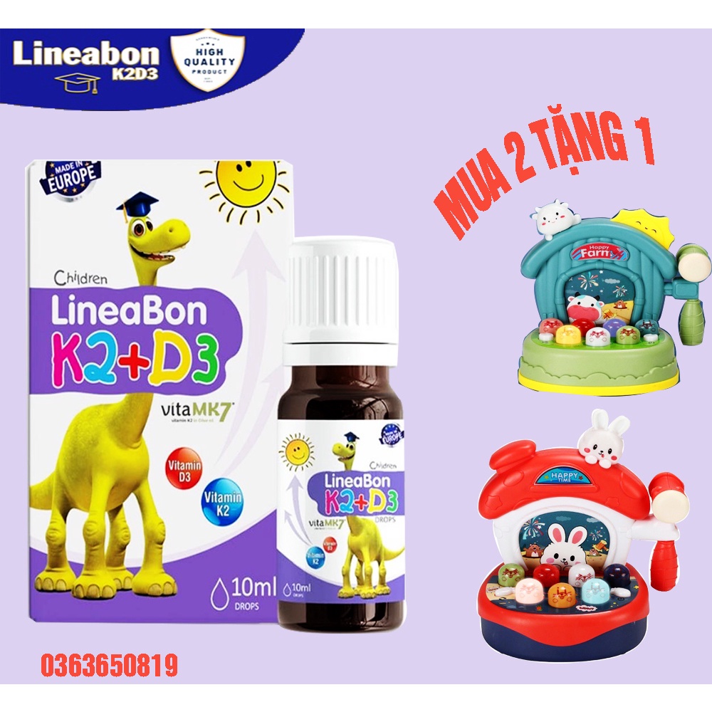 Combo 2 lọ lineabon k2 d3 bổ sung vitamin d3 k2 giúp tăng hấp thu canxi cho trẻ