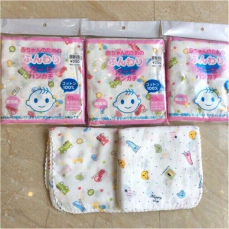 Set 10 khăn sữa in hoa xuất Nhật 2 lớp cho bé (32x32cm)
