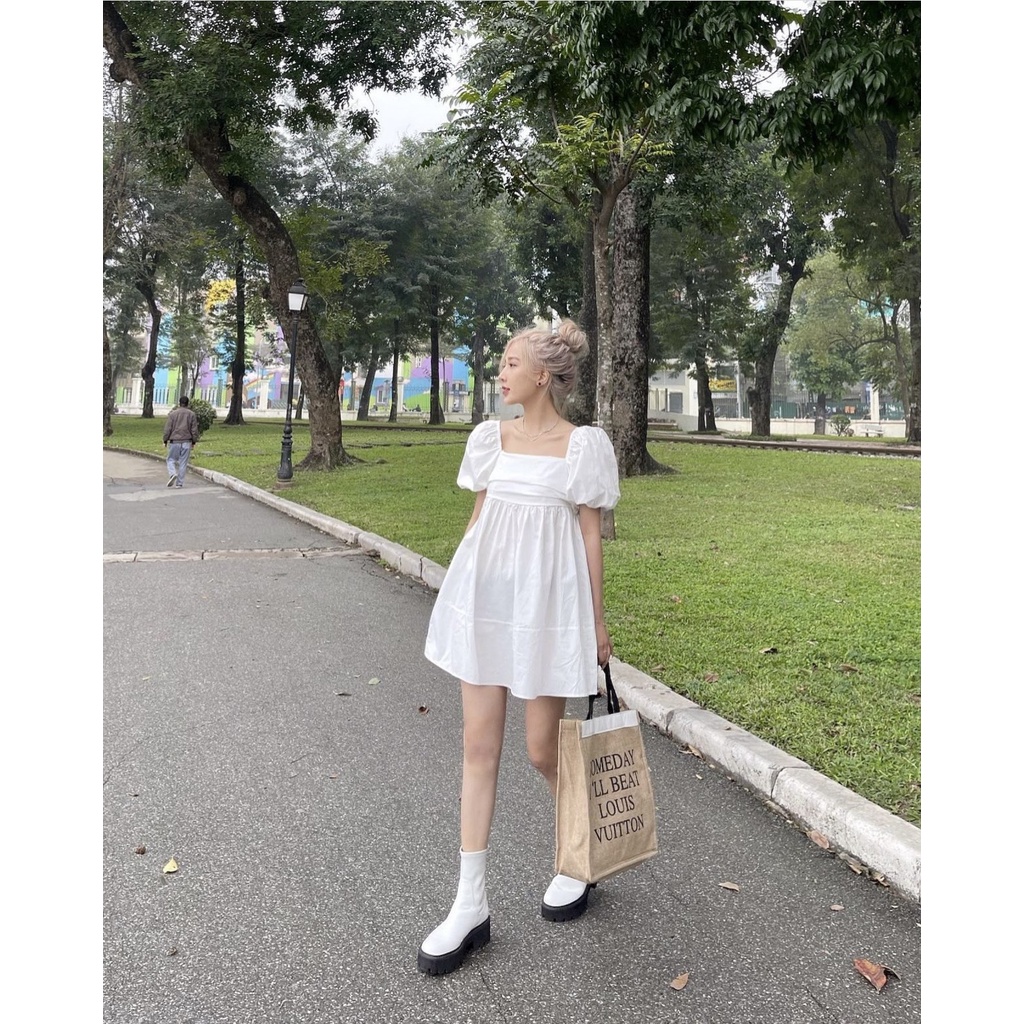 Váy babydoll A29 có dây thắt nơ sau lưng, đầm babydoll dáng xoè nhiều màu, tiểu thư, bánh bèo.