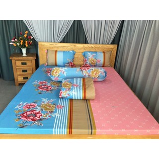 Drap thun☘️FREESHIP☘️ ga thun lạnh Hàn Quốc mẫu chnel hoa(1 ga và 3 vỏ gối)