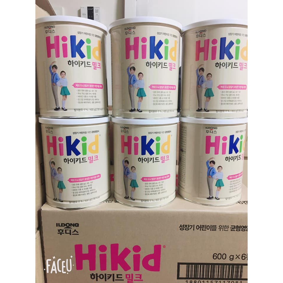 Sữa Bột Hikid vị vani hoặc vị dê 600g Hàng Air Tem Thùng vnair