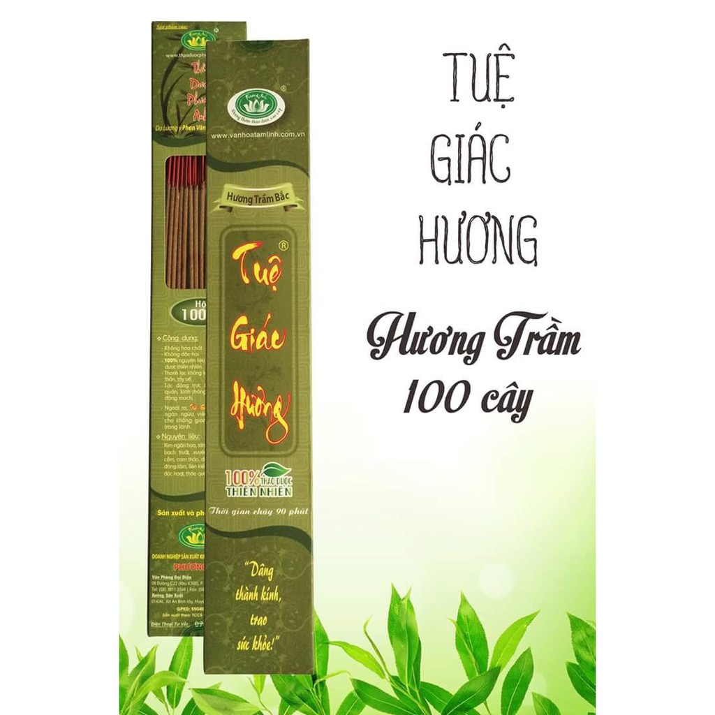 Nhang sạch thảo dược  - TUỆ GIÁC HƯƠNG 4 tấc (40cm)-HƯƠNG TRẦM/ QUẾ