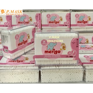 Tăm Bông Merigo Cho Bé 330 Que Hộp Vuông - Hàng Chính Hãng Bông Bạch Tuyết