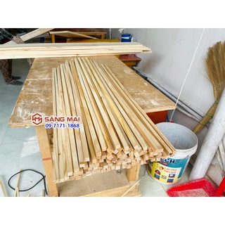 Thanh gỗ thông vuông 1cm x 1cm x dài 80cm + bào láng 4 mặt