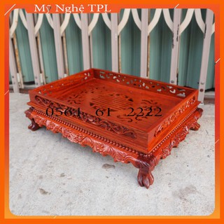 Khay trà chân qùy bằng gỗ hương - cao cấp sang trọng
