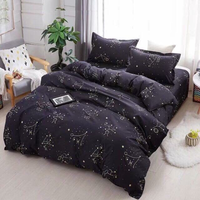 Chăn ga gối Emmibedding chất liệu cotton poly họa tiết cung hoàng đạo  đáng yêu đủ size miễn phí bo chun