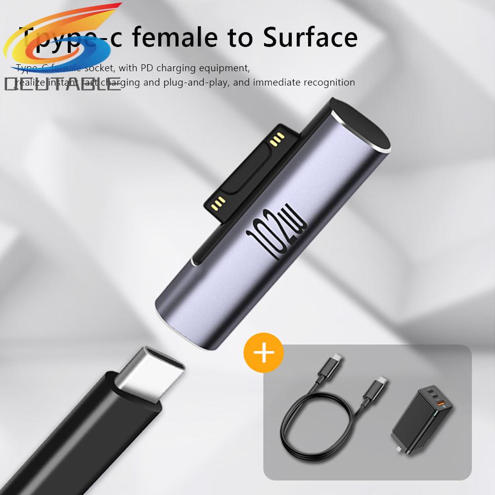 Đầu ghép nối điều hợp chuyển đổi sạc nhanh Microsoft Surface Pro X 8 7 6 5 4 3 Go Book tới USB loại C PD