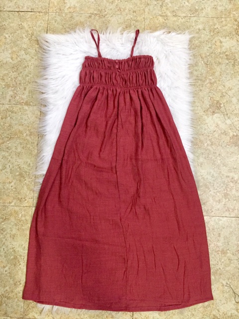 Đầm from rộng xuông chất đũi , bầu bí bon chen thoải mái nha