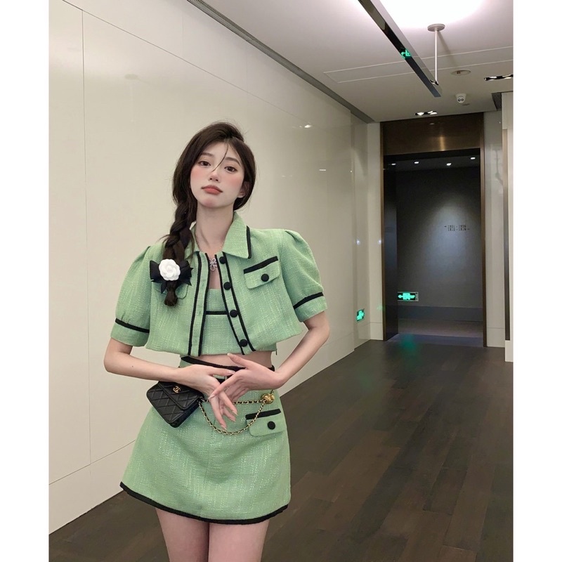 SET BỘ ÁO YẾM / ÁO KHOÁC / CHÂN VÁY PHONG CÁCH HÀN QUỐC