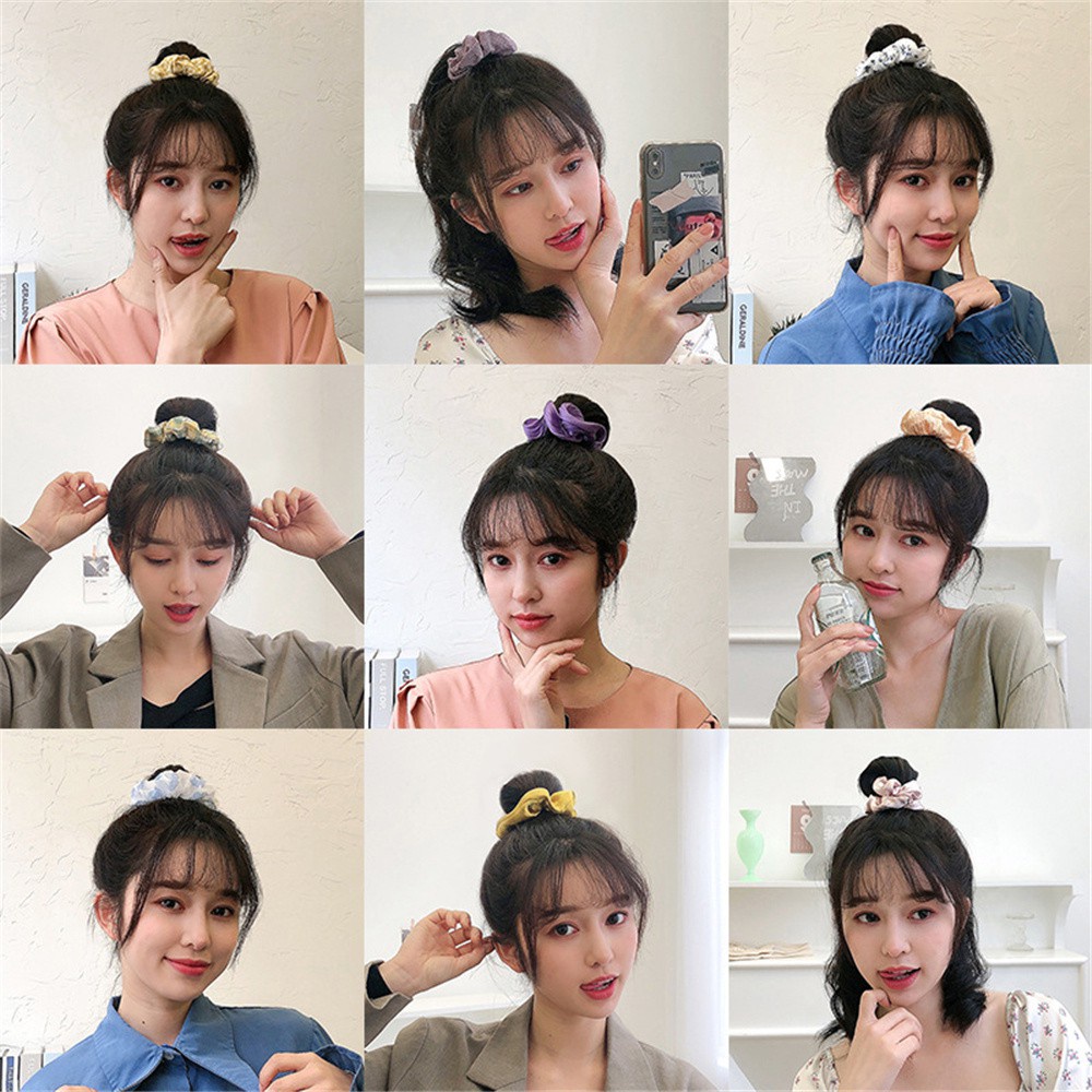 Dây Buộc Tóc Co Giãn Họa Tiết Chấm Bi Phong Cách Hàn Quốc