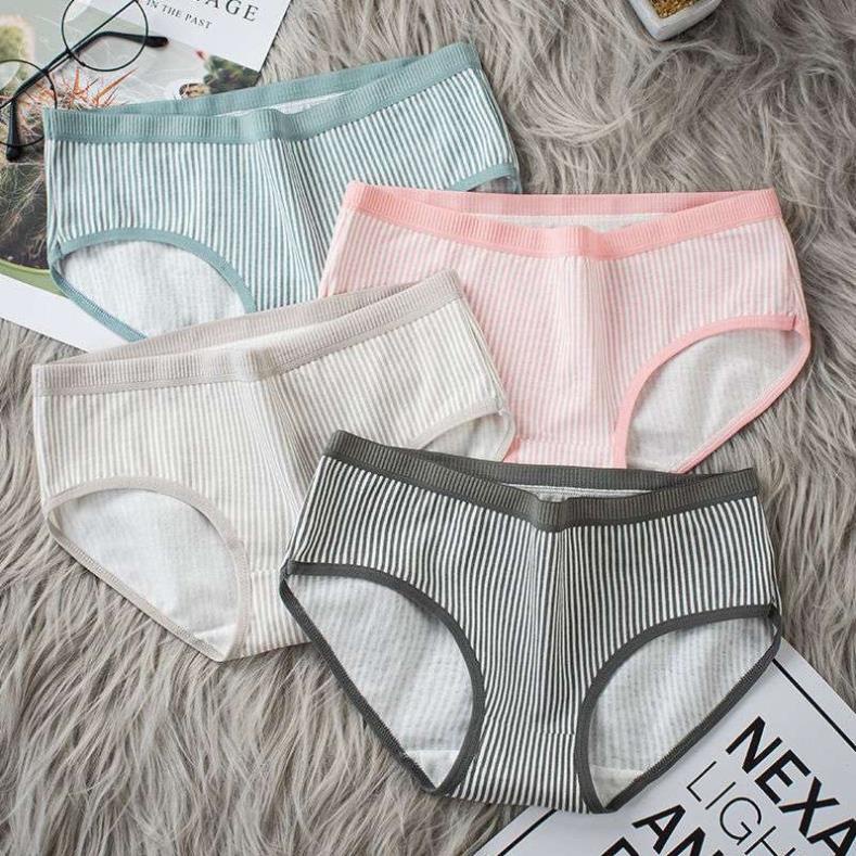 [Giá sỉ] Set 5- 10 Quần Lót Cotton Tăm Phối Kẻ 031