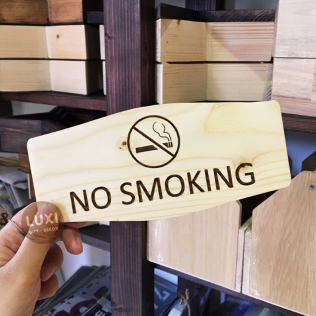 Bảng gỗ decor No smoking(20x9cm)