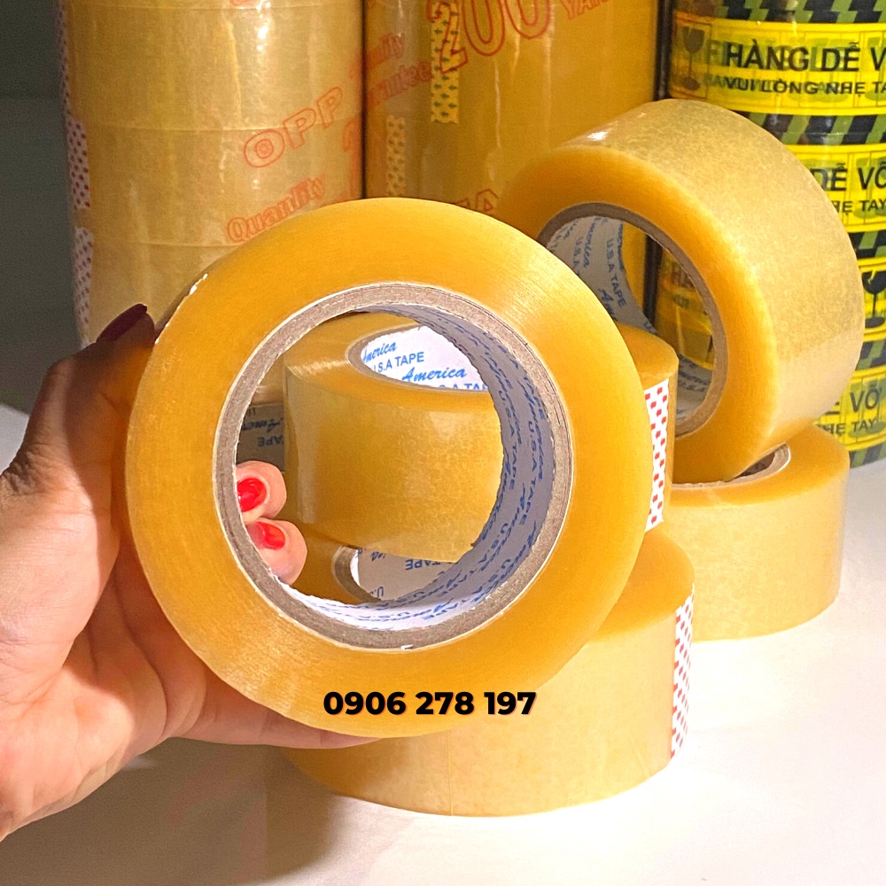 Băng Keo Dán 2kg Trong, Đục 200 Yard 1 Cây 6 Cuộn Nặng Đóng hàng