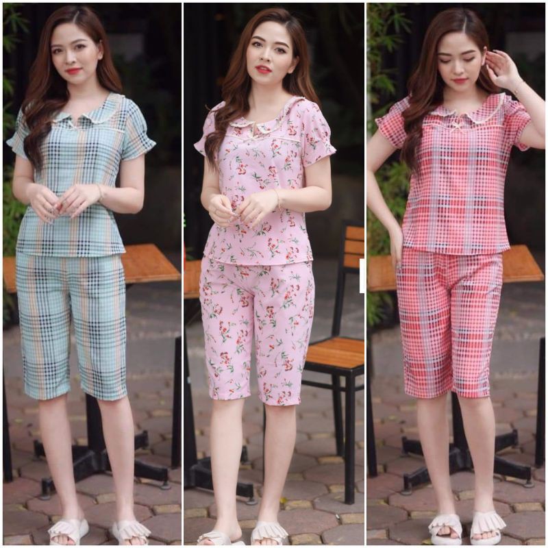 QUẦN ÁO MẶC NHÀ cổ pizama cách điệu 3 màu