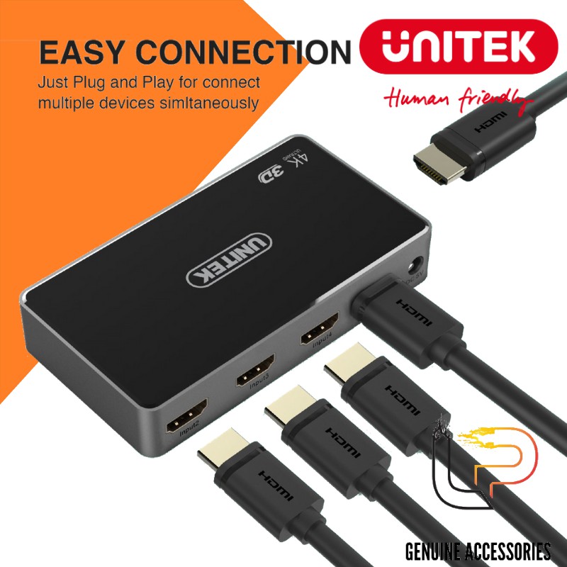 BỘ CHIA HDMI 1 RA 4 HỖ TRỢ 4K UNITEK V1109A