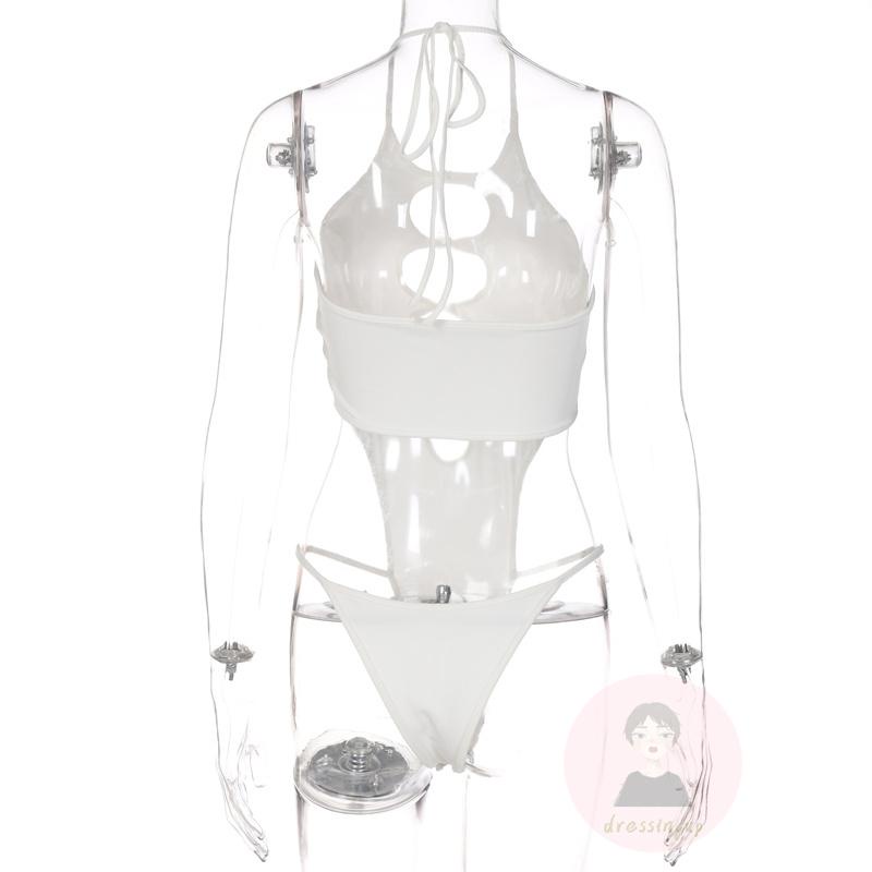 Áo Liền Quần Không Tay Hở Lưng Dây Đan Chéo Cho Nữ