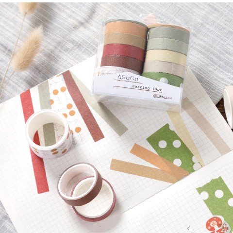 Set 10 cuộn băng kéo dán Washi Tape (dài 2m)