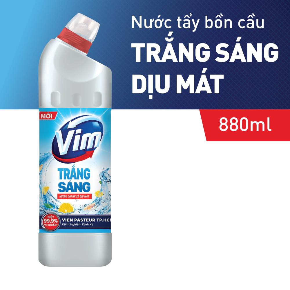 Gel tẩy bồn cầu và nhà tắm VIM trắng sáng hương chanh sả dịu mát / oai huong 880ml