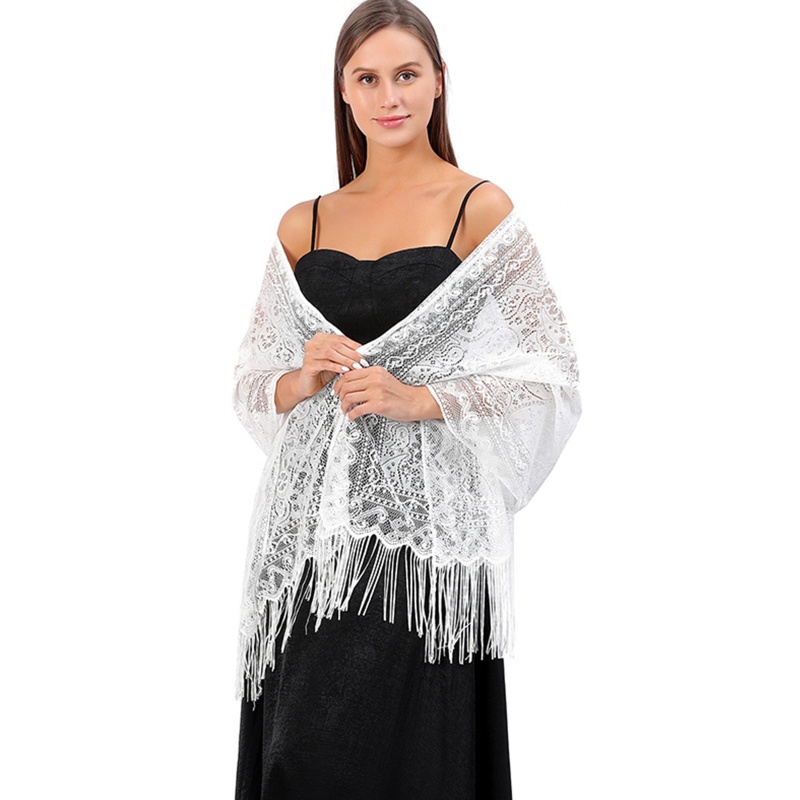 Khăn Choàng Ren Phối Tua Rua Thời Trang Nữ Tính