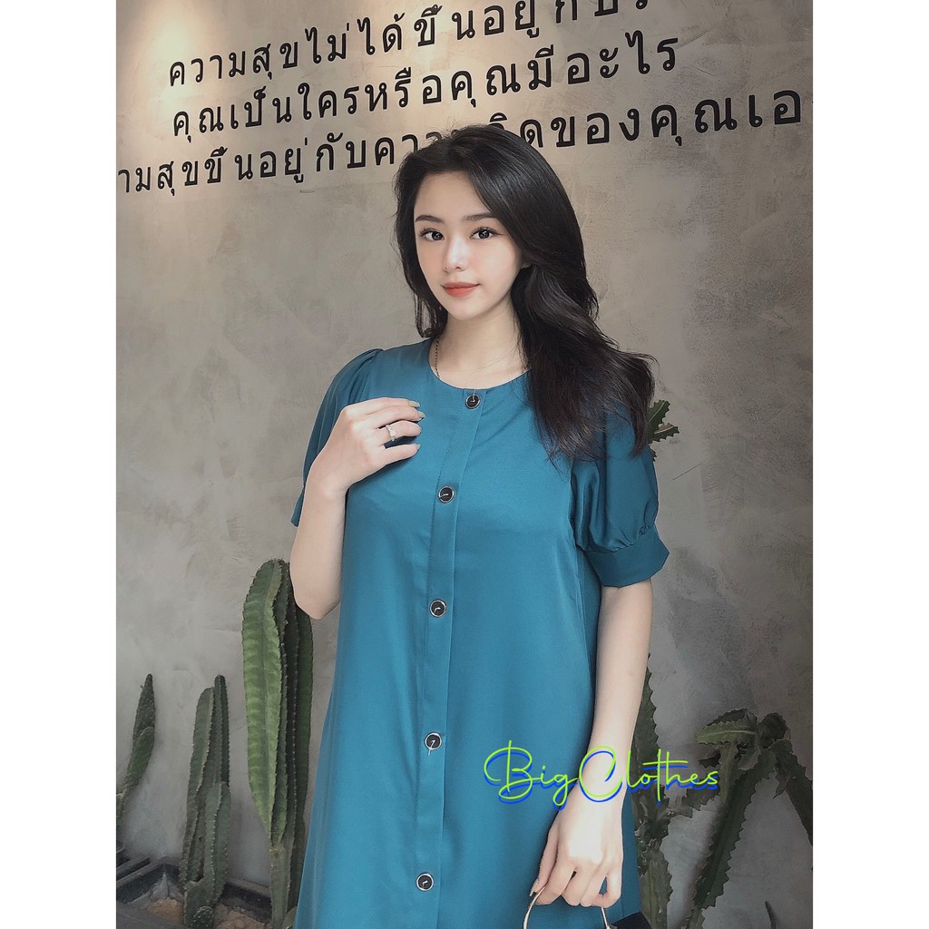 Váy đầm bigsize BigClothes chất lụa xanh công sở BC019